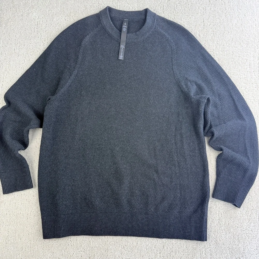 Lululemon Engineered Warmth Crew Mens S Charcoal Waffle Knit Sweater LM3ENFS